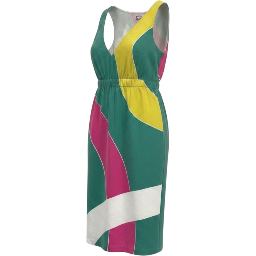 Vintage Vera Neumann Colorblock Mini Dress with Pink & Yellow Accents